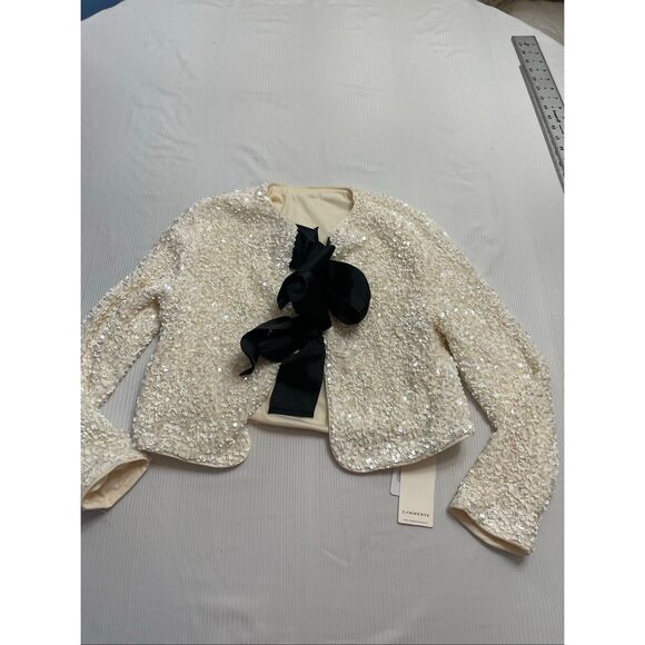 NWT Commense Bow Embellished Cardigan Top Textured Knit Open Front Jacket Sz XS - Picture 1 of 9